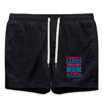 Entschuldigung, meine Mädels, meine Mutter ist mein Valentinstagshemd - Badeshorts - Schwarz - Vorne - AI Model Male 185 light (185cm)