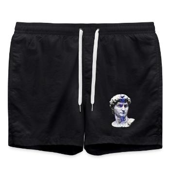 Classic neon cybernetic bust - Swim Trunks - black - Front - AI Model Male 185 light (185cm)