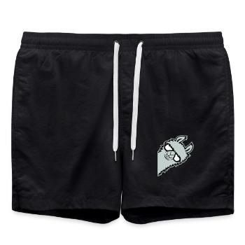 lama mentant nerd de lunettes arrogant animal drôle - Short de bain - noir - Devant - AI Model Male 185 light (185cm)
