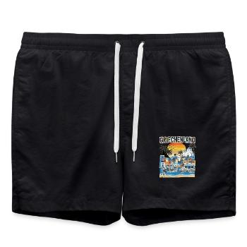 Griechenland Urlaub Vintage Strand - Badeshorts - Schwarz - Vorne - AI Model Male 185 light (185cm)