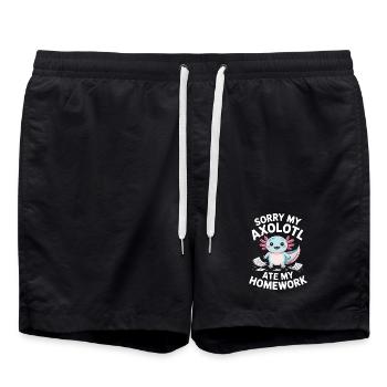 Axolotl a mangé mes devoirs - Short de bain - noir - Devant - AI Model Male 185 light (185cm)