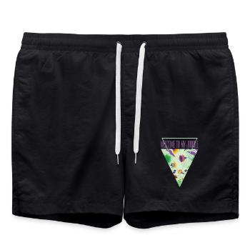 Bienvenue dans la jungle - Short de bain - noir - Devant - AI Model Male 185 light (185cm)