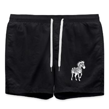 Zebra Silhouette Black & White - Swim Trunks - black - Front - AI Model Male 185 light (185cm)