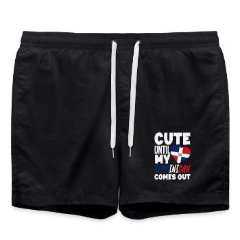 Dominican Republic Flag Dom Rep Pride - Swim Trunks - black - Front - AI Model Male 185 light (185cm)