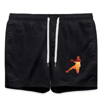 Basketball-Dunk im Retrogradient - Badeshorts - Schwarz - Vorne - AI Model Male 185 light (185cm)