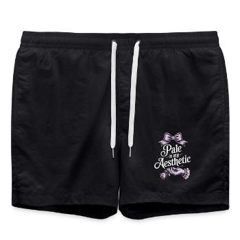 Blasse ästhetische Rosenschleife - Badeshorts - Schwarz - Vorne - AI Model Male 185 light (185cm)
