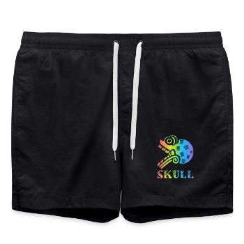 Crâne tribal multicolore - Short de bain - noir - Devant - AI Model Male 185 light (185cm)