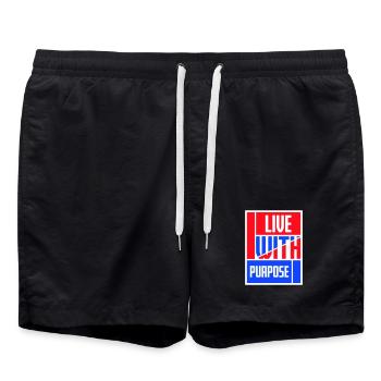 Live With Purpose Motivation Sinn Mindset Spruch - Badeshorts - Schwarz - Vorne - AI Model Male 185 light (185cm)