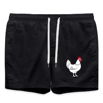 Chemise de poules à motif vectoriel de poules - Short de bain - noir - Devant - AI Model Male 185 light (185cm)