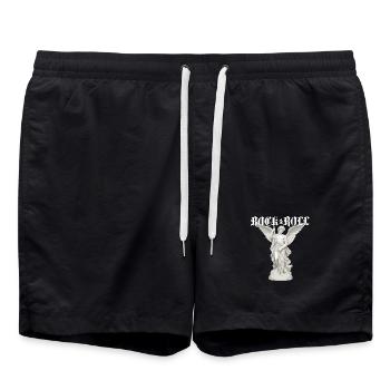 Rock-'n'-Roll-Engelstatue - Badeshorts - Schwarz - Vorne - AI Model Male 185 light (185cm)