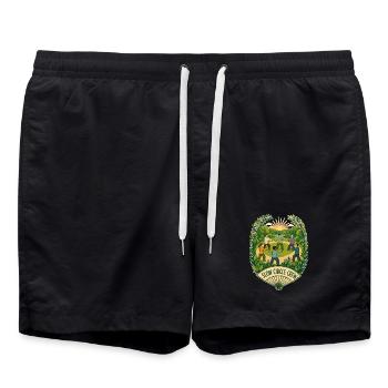 SLOW CIRCLE CREW Clouds - Swim Trunks - black - Front - AI Model Male 185 light (185cm)
