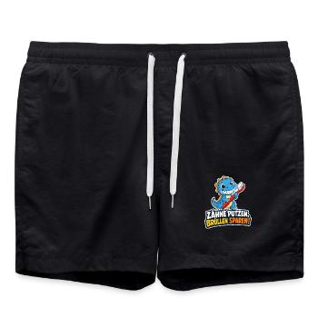 Dino Zähne putzen Schmerzen sparen Spruch Kinder - Badeshorts - Schwarz - Vorne - AI Model Male 185 light (185cm)