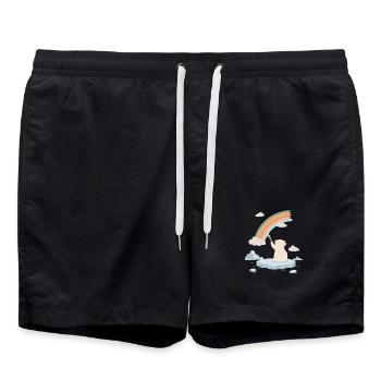Polar bear paints a rainbow - Swim Trunks - black - Front - AI Model Male 185 light (185cm)