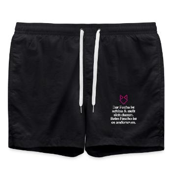 ZEICHEN SETZEN GEGEN RECHTS (Vintage) FCK NZS - Badeshorts - Schwarz - Vorne - AI Model Male 185 light (185cm)