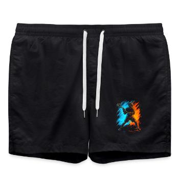 Lacrosse Spieler Herren Jungen Lacrosse Kinder - Badeshorts - Schwarz - Vorne - AI Model Male 185 light (185cm)