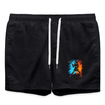 Lacrosse Spieler Damen Lacrosse Mädchen Kinder - Badeshorts - Schwarz - Vorne - AI Model Male 185 light (185cm)
