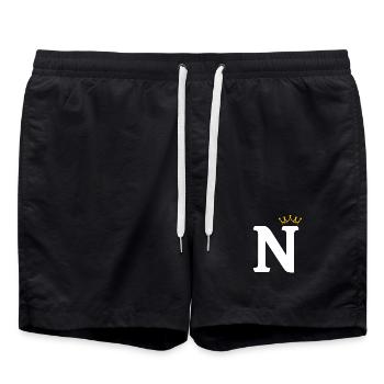 N Monogramm mit Krone - Badeshorts - Schwarz - Vorne - AI Model Male 185 light (185cm)
