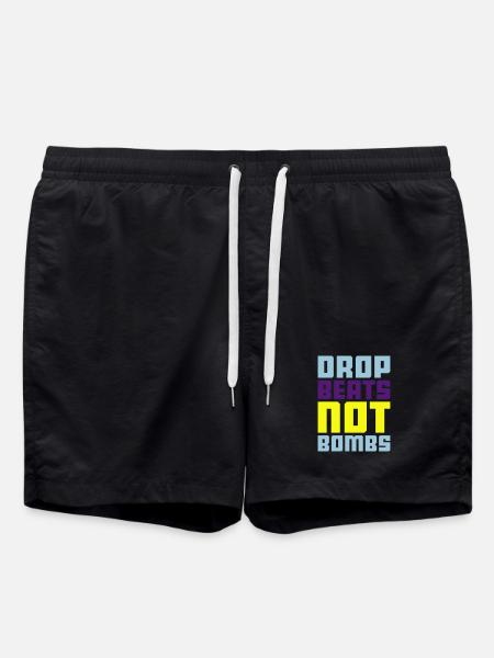 drop beats not bombs - Swim Trunks - black