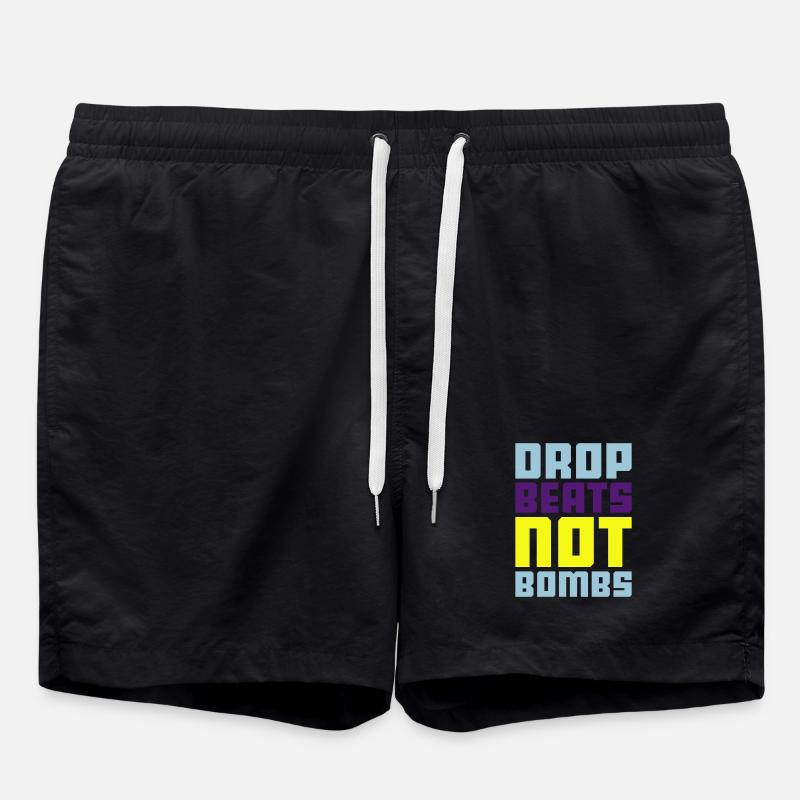 drop beats not bombs - Swim Trunks - black