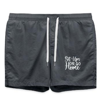 Gym Junkies Sit-Ups Ou Go Home Calisthenics - Short de bain - charbon - Devant - AI Model Male 185 light (185cm)