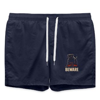 Attention au chien - Chien sauvage dangereux - Short de bain - bleu marine - Devant - AI Model Male 185 light (185cm)