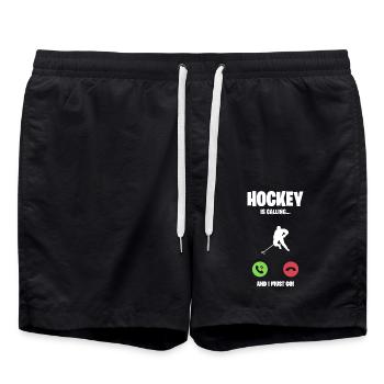 Hockey ruft an ich muss los Geschenk - Badeshorts - Schwarz - Vorne - AI Model Male 185 light (185cm)