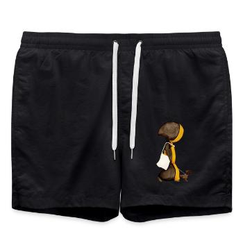 Münchner Kindl mit Jutebeutel und Dackel - Badeshorts - Schwarz - Vorne - AI Model Male 185 light (185cm)