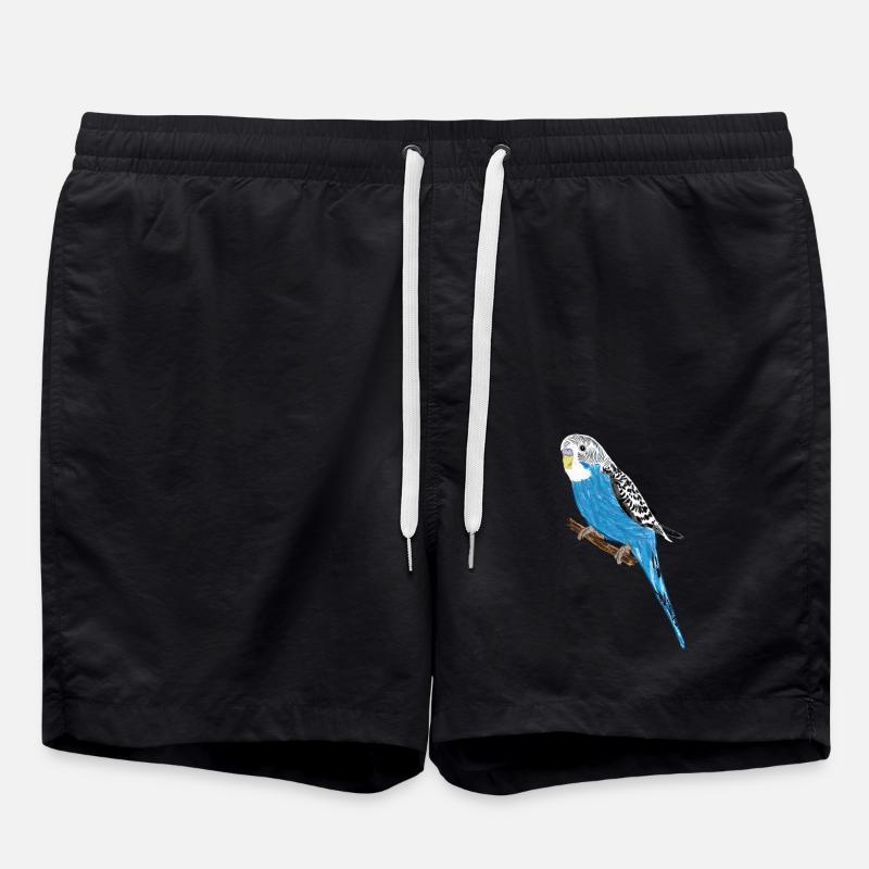 Blue Parakeet / Blue Budgie III - Swim Trunks - black
