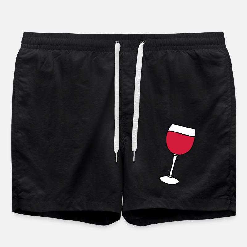 Rotwein im Glas - Badeshorts - Schwarz