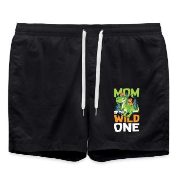 MOM OF THE WILD ONE - Dino Dinosaurier für Mama - Badeshorts - Schwarz - Vorne - AI Model Male 185 light (185cm)