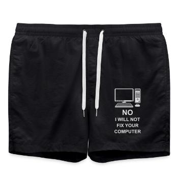not fix your computer - Swim Trunks - black - Front - AI Model Male 185 light (185cm)