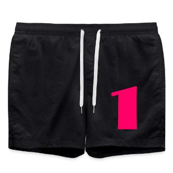 1. 1 YEAR. 1ST ANNIVERSARY. BIRTHDAY 1 YEAR. ONE - Swim Trunks - black - Front - AI Model Male 185 light (185cm)