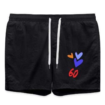 60. 60 YEARS. 60TH ANNIVERSARY. BIRTHDAY 60 YEARS. - Swim Trunks - black - Front - AI Model Male 185 light (185cm)