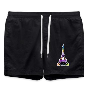 Eiffel tower #5 - Short de bain - noir - Devant - AI Model Male 185 light (185cm)