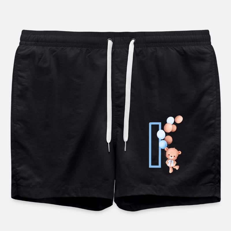 Lettre i bleue ours - Short de bain - noir