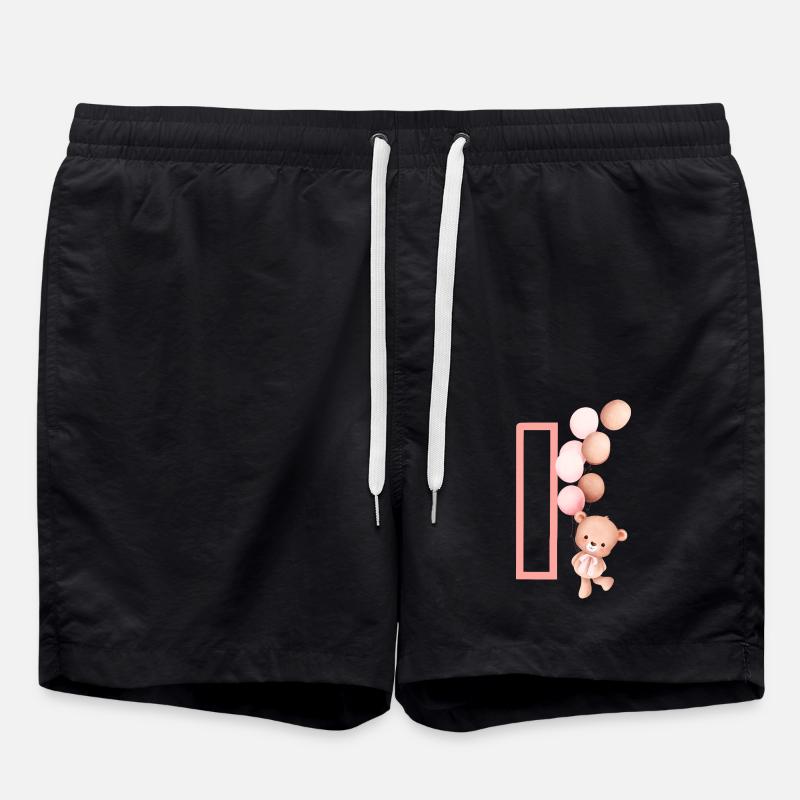 Lettre i rose ours - Short de bain - noir