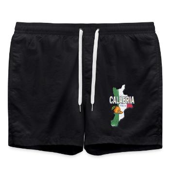 Calabria Italy Retro Region Wall Map Vintage - Swim Trunks - black - Front - AI Model Male 185 light (185cm)