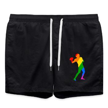 Joueur de football arc-en-ciel - Short de bain - noir - Devant - AI Model Male 185 light (185cm)