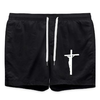 cross jesus - Swim Trunks - black - Front - AI Model Male 185 light (185cm)