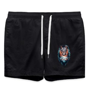 Paysage de lion majestueux Art africain - Short de bain - noir - Devant - AI Model Male 185 light (185cm)