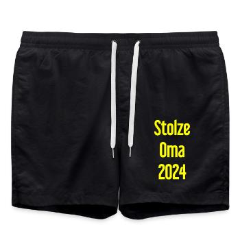 Stolze Oma 2024 – Perfekt für frischgebackene Omas - Badeshorts - Schwarz - Vorne - AI Model Male 185 light (185cm)