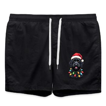 Labradoodle Weihnachts mit Hut - Badeshorts - Schwarz - Vorne - AI Model Male 185 light (185cm)