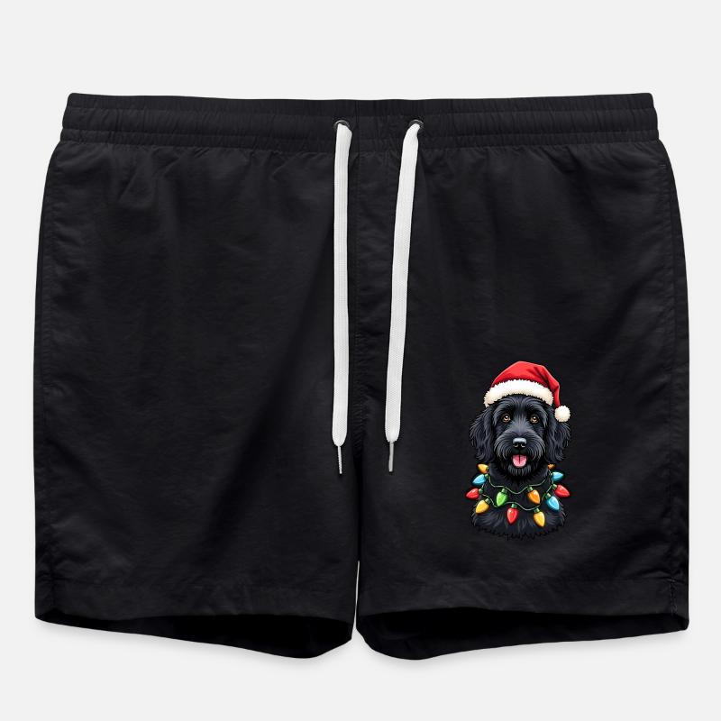 Labradoodle Noël avec chapeau - Short de bain - noir