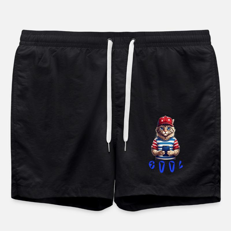 Coole cat - Badeshorts - Schwarz