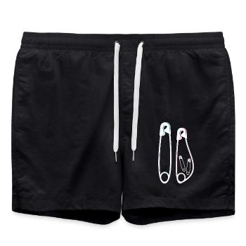 Announcement twins birth daughters - Swim Trunks - black - Front - AI Model Male 185 light (185cm)