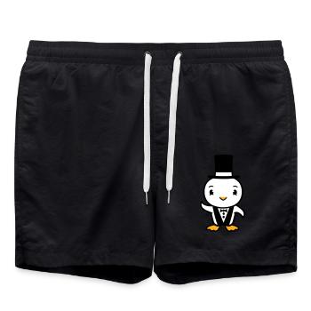 Vogel Ehemann Zylinder Hut Anzug Hochzeit reich - Badeshorts - Schwarz - Vorne - AI Model Male 185 light (185cm)