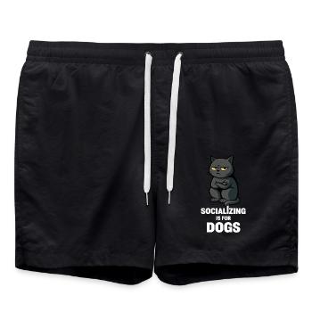Sozialisierung ist für Hunde – unsoziale Katzenstimmung - Badeshorts - Schwarz - Vorne - AI Model Male 185 light (185cm)