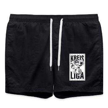 Kreisliga Fussball Affe - Badeshorts - Schwarz - Vorne - AI Model Male 185 light (185cm)