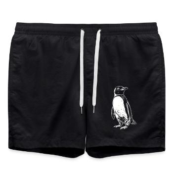 Weißer Pinguin Zeichnung - Badeshorts - Schwarz - Vorne - AI Model Male 185 light (185cm)