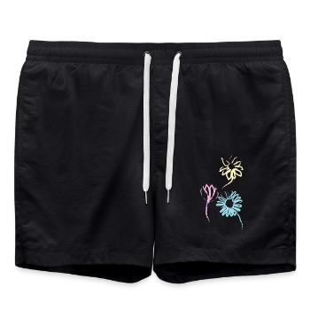 Fleurs colorées de l’amitié - Short de bain - noir - Devant - AI Model Male 185 light (185cm)